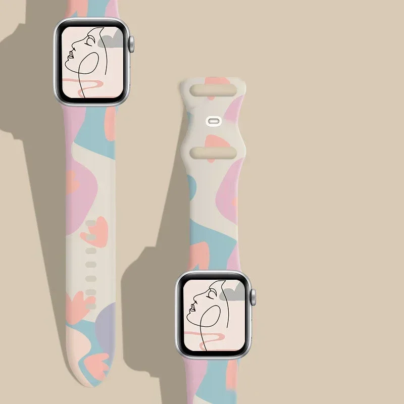 Smartwatch Iphone Watches For Women - Printed silicone Band For Apple Watch
