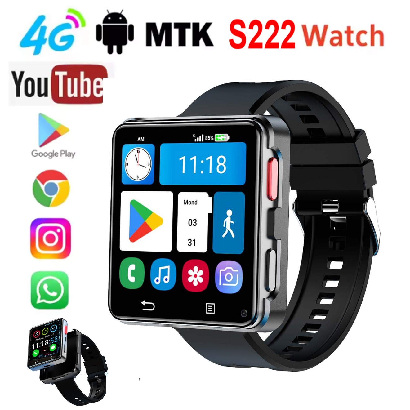 S222 Smart Watch 4G SI-M Card  - Watch Smartwatch Android 评论和价格