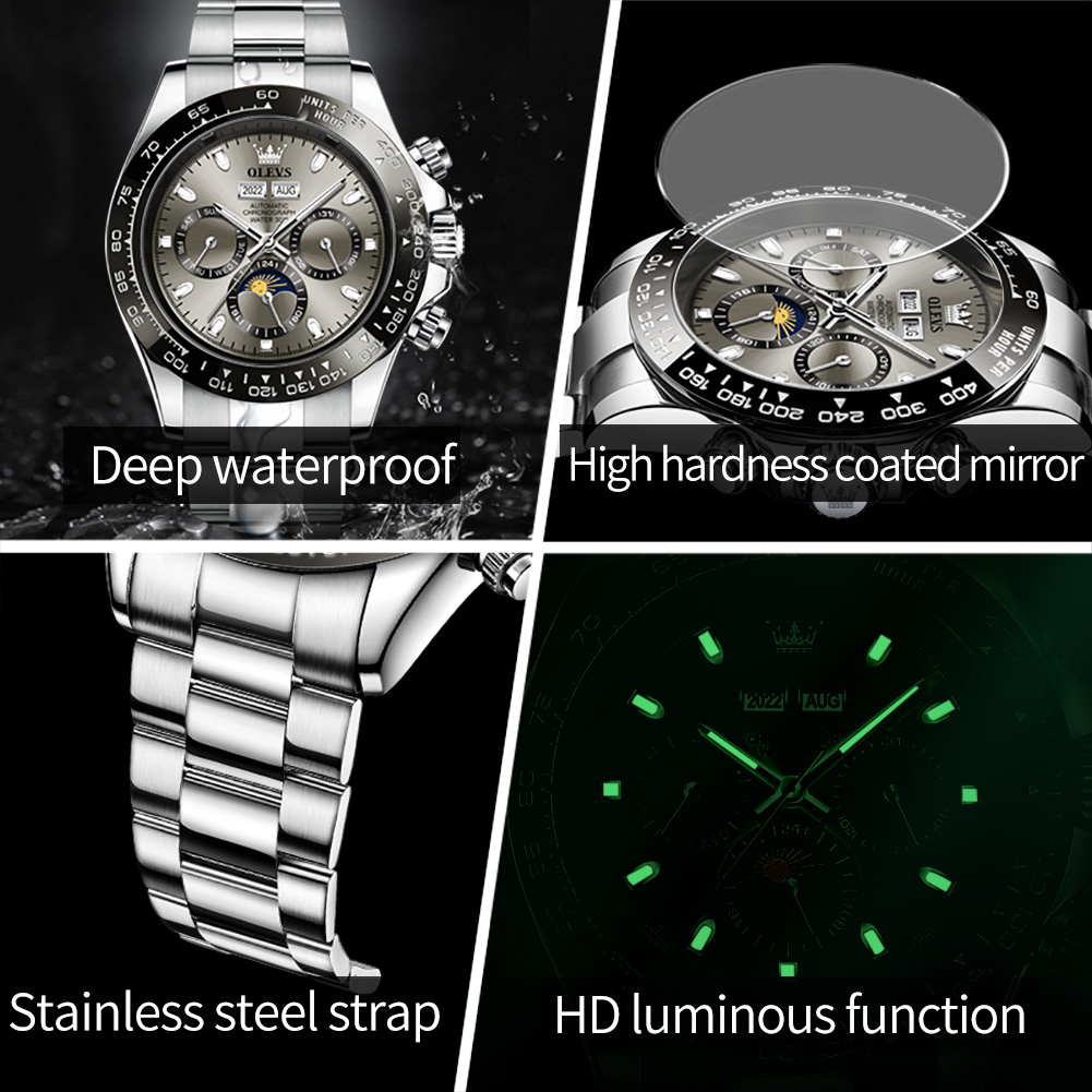 OLEVS 6654 Luxury Mens Watch C - Seiko Watch 5 Sports 评论和价格
