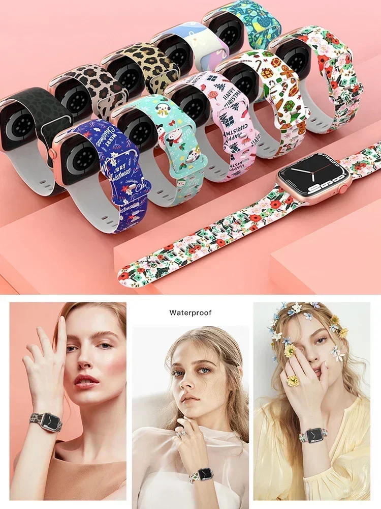 Printed silicone Band For Appl - Smartwatch Iphone Watches For Women 评论和价格