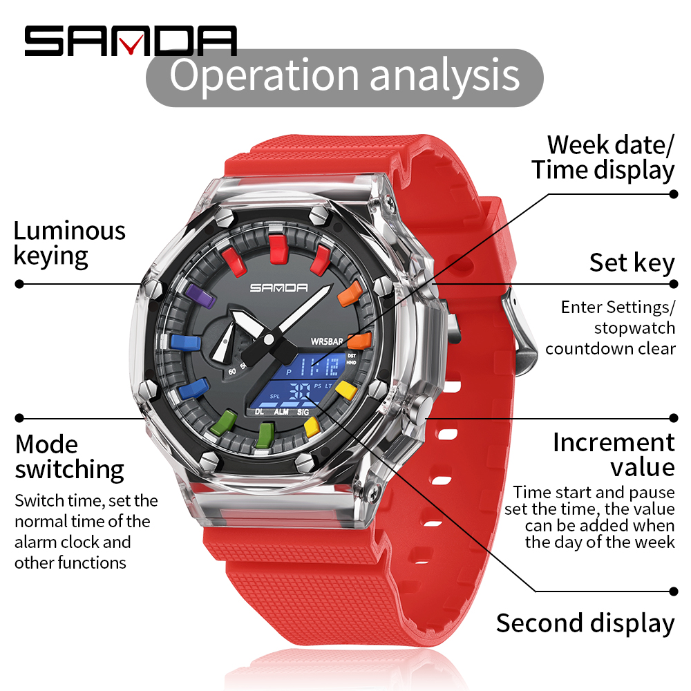 SANDA 3341Digital LED Watch Me - Smartwatch Army Watches For Men 评论和价格